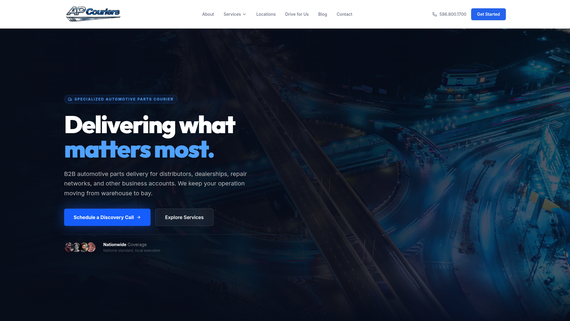 AP Couriers website homepage