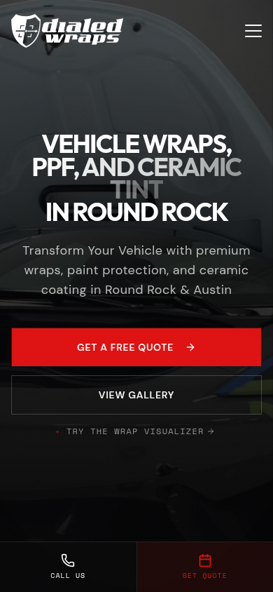 Dialed Wraps website on a phone